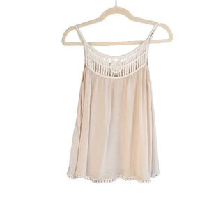 Altar'd State Cream Macrame Crochet Hem Tank Top Sz Small